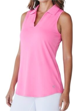 Jofit Polo Golf Pink Scalloped/Collar Beck Sleeveless Top Sz S